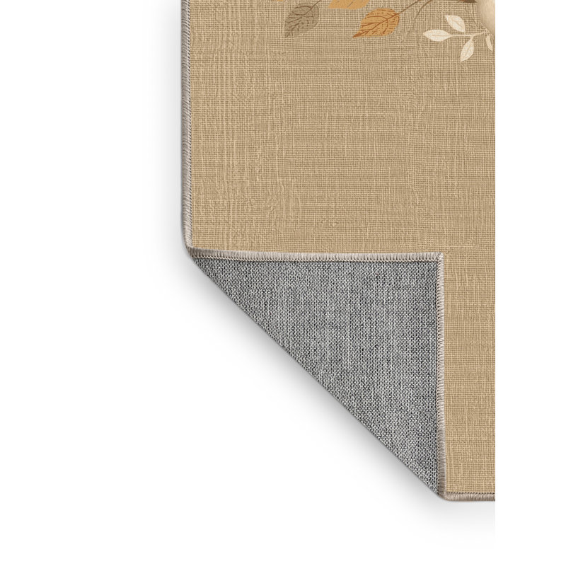 Tapis abstrait moderne et contemporain lavable à la machine Dyal Thanksgiving en brun - reliure beige, 2 x 3