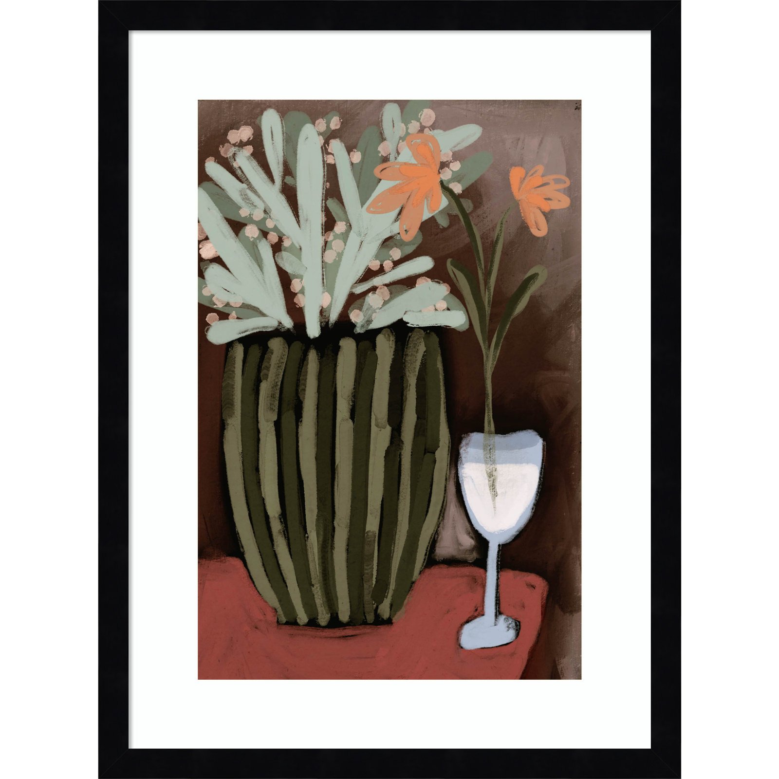 Lyn "Floral Still Life No. 4" Print, Black, 21" H x 16" W