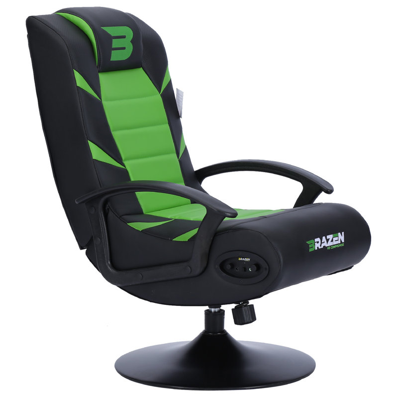 BraZen Pride 2.1 Bluetooth Surround Sound Gaming Chair - Pledger, Black/Green