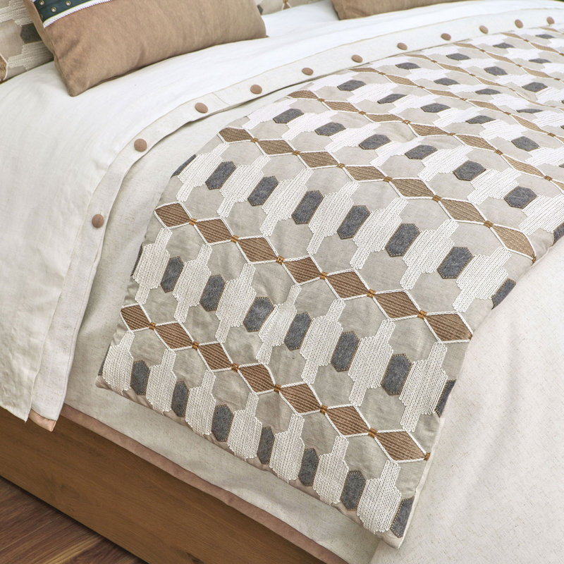 Levi Embroidered Bed Scarf, 25" H x 105" W