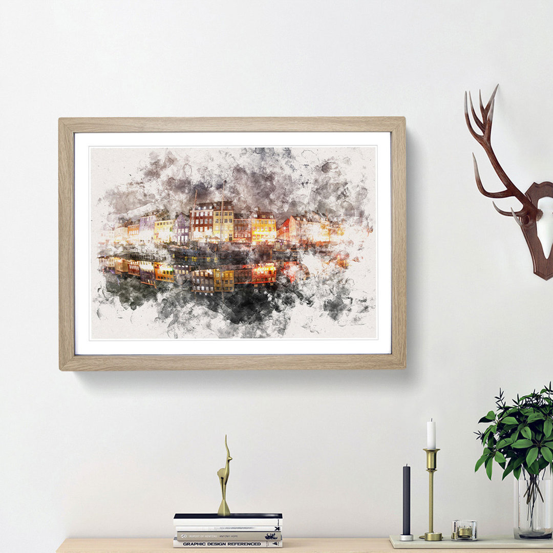Nyhavn Canal in Denmark - Picture Frame Graphic Art Print