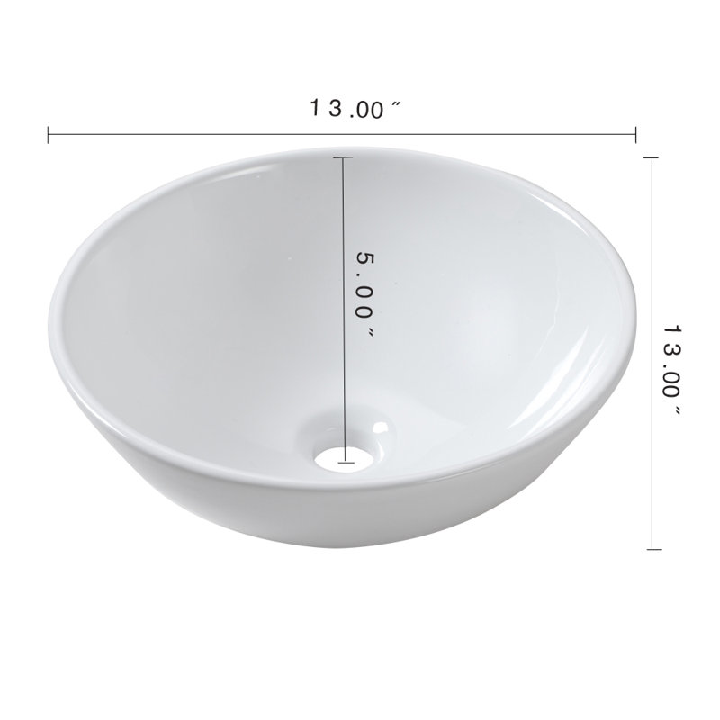 Lavabo de salle de bain rond en céramique blanche