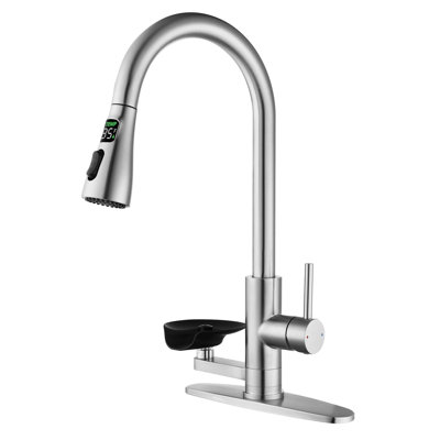 Robinet de cuisine rétractable à poignée simple avec DEL et plaque de pont Topcraft