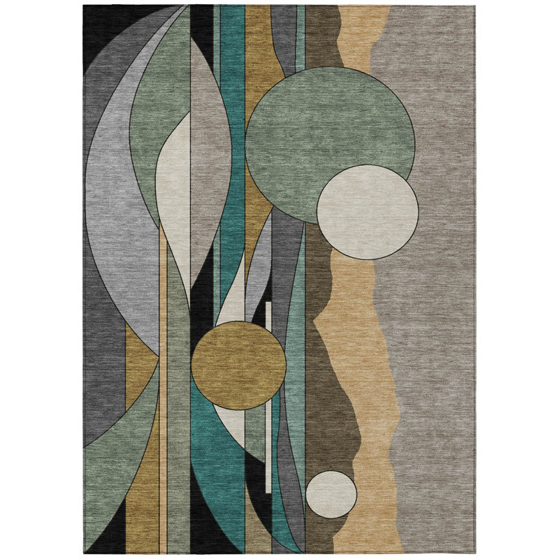 Machine Washable Indoor/Outdoor Brenden ACN2252 Modern Rug, Rectangle 10' x 14'