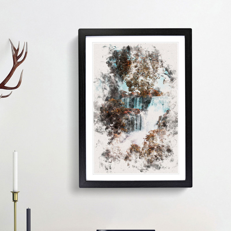 Iguazu Falls National Park in Argentina - Picture Frame Painting Print, 45cm H x 33cm W x 2cm D, Black Framed