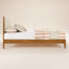 Lunaris Mid-Century Solid Wood Queen Platform Bed With Upholstered Headboard-2032750422