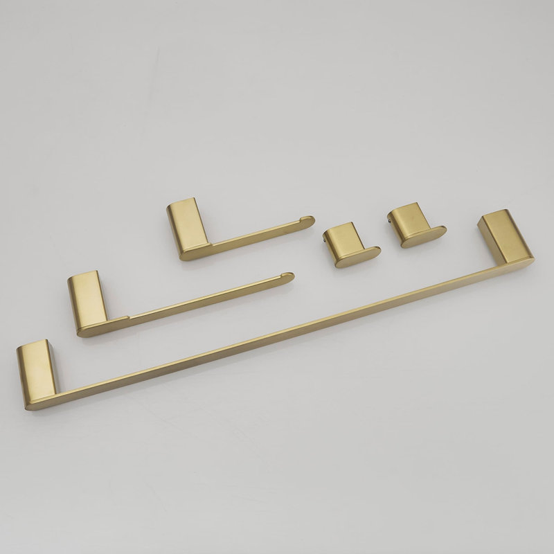 5 Piece Bathroom Hardware Set Stainless Steel Bathroom Accessories Kit Wall Mounted Bathroom Towel Holder Set, Brushed Gold