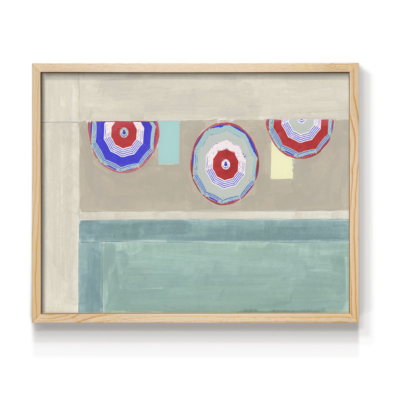 Au bord de la piscine II - Impression encadrée - Restickable, H 11 po x l 14 po, Naturel