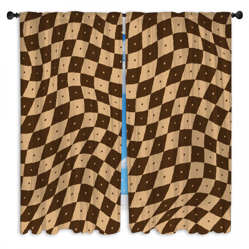 Rideaux obscurcissant et obscurcissant à motif de damier ondulé - 2 panneaux, 56in x 76in - 2 panels, Sheer