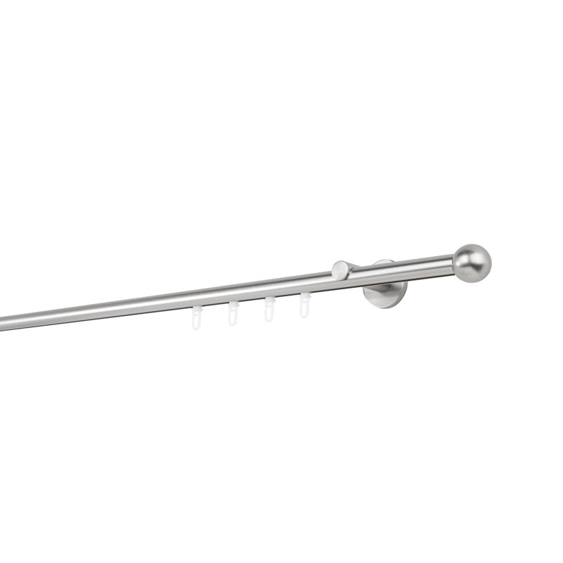 Curtain rod made to measure, inner barrel, 20mm ball, Stainless Steel, 2cm H x 210cm W x 6.5cm D