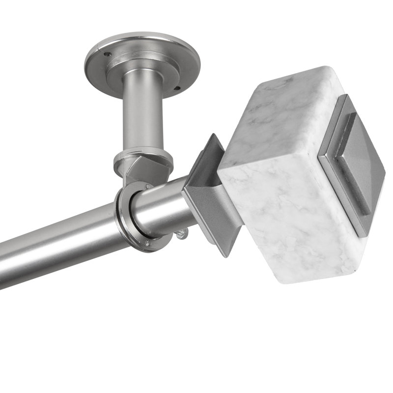 Tringle à rideaux simple réglable Blaju, Nickel satiné, 66" - 120"