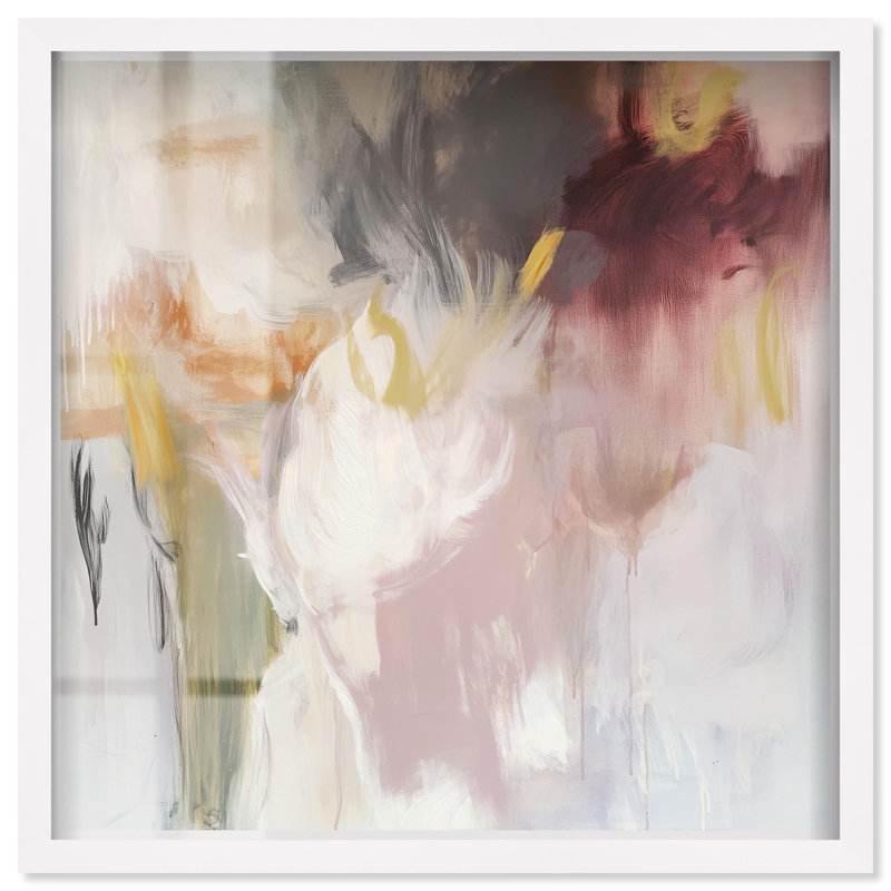 «Painterly Energy Shadowbox», impression d'art abstrait neutre par Art Remedy, H 41 po x l 41 po, Blanc