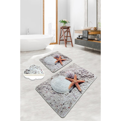 Premium Bathmat Set (2 Pieces), Antibacterial Polyester, 23.6 x 39.4 inches & 19.7 x 23.6 inches | Non-Slip Underside, 700 g/m² | Machine Washable, Soft & Durable for Bathroom Comfort, Stylish and Functional Design