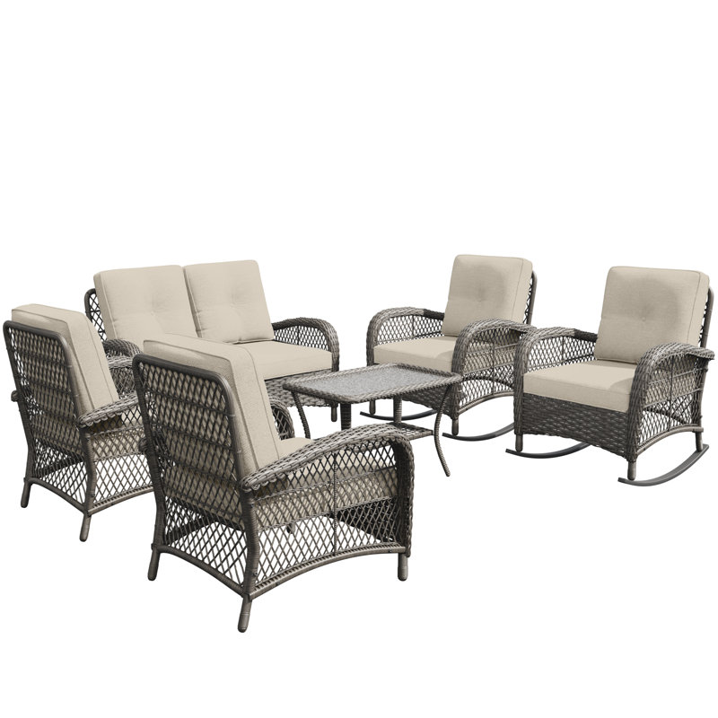 Ensemble de conversation d'extérieur 6 personnes Sandin, Beige