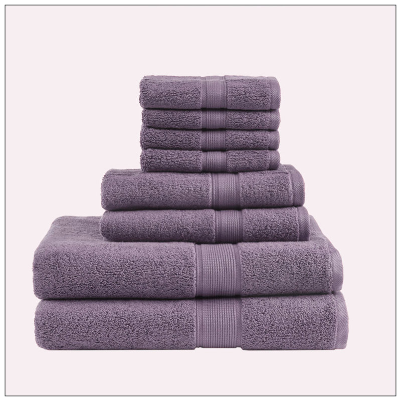 Ensemble de 8 valises pour chambre d'amis 100% coton, Mauve clair