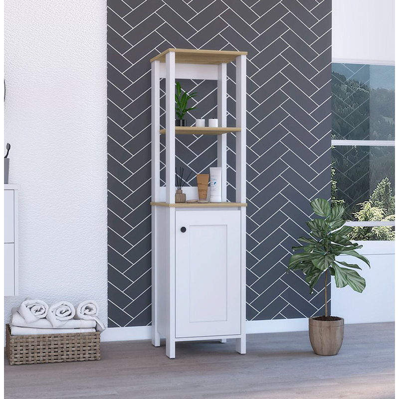 Armoire avec deux tablettes ouvertes, Blanc