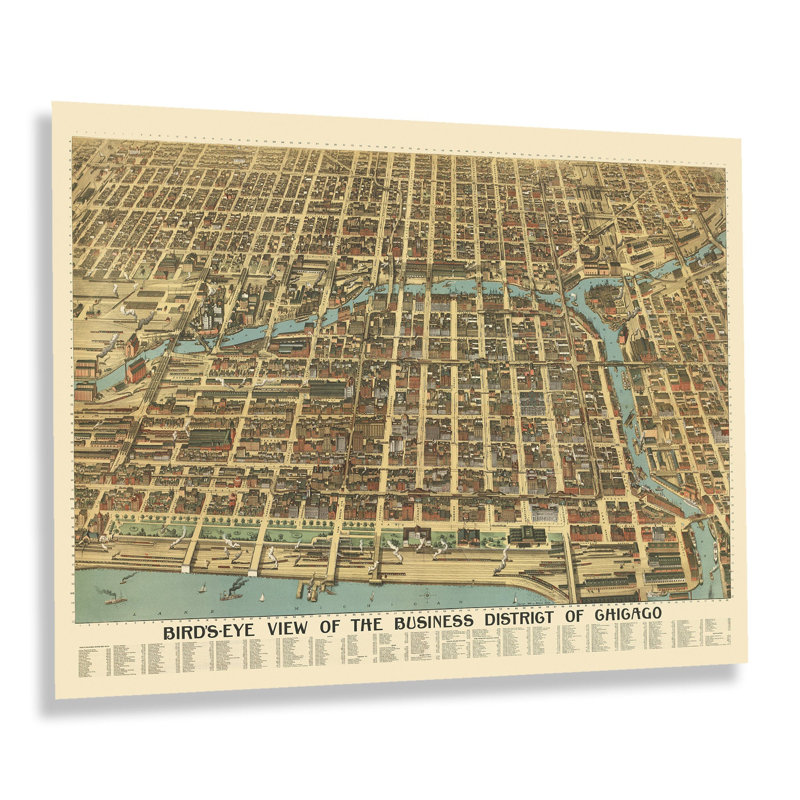 " 1898 Business District Of Chicago Illinois Map Poster Wall Art ", 18" H x 24" W