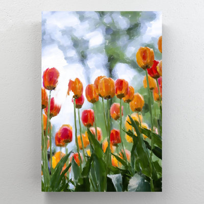 «Orange Tulips Selective Focus Photo», reproduction d'art graphique sur toile tendue