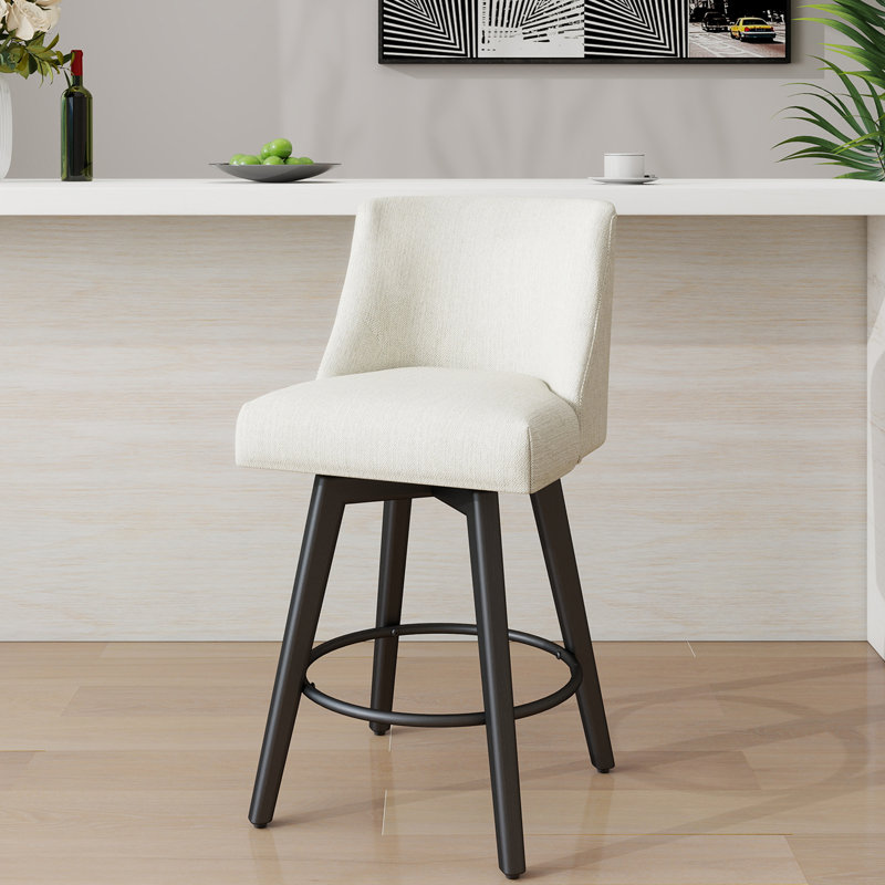 Tabourets de bar et de comptoir Loriell avec structure en bois massif, Tabouret de comptoir (siège d'une hauteur de 26 p, 3