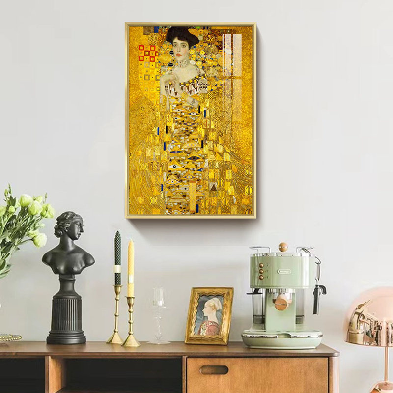 Portrait d'Adele Bloch Bauer par Gustav Klimt - Peinture sur toile encadrée, H 24 po x l 16 po x P 1,3 po, Encadrement doré