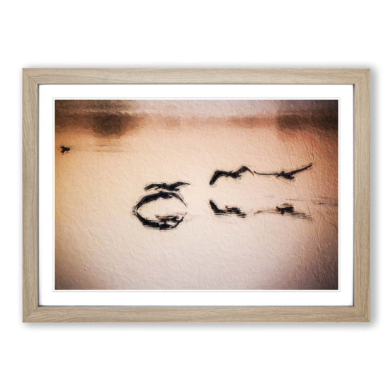 A Flock of Pelicans - Picture Frame Painting Print on Paper, Oak Framed, 45cm H x 63cm W x 2cm D