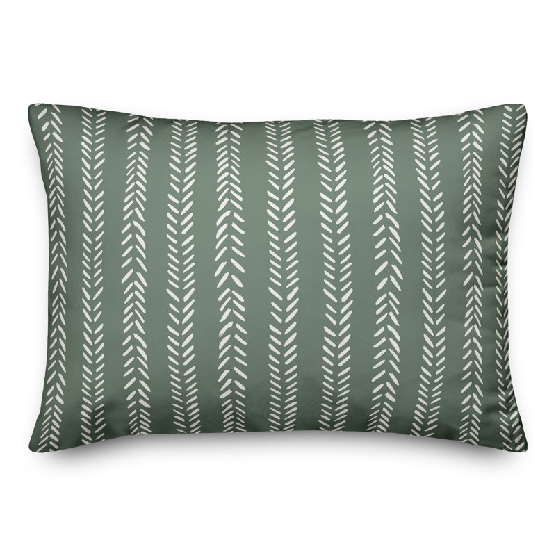 Striped Outdoor Reversible Throw Pillow, Green