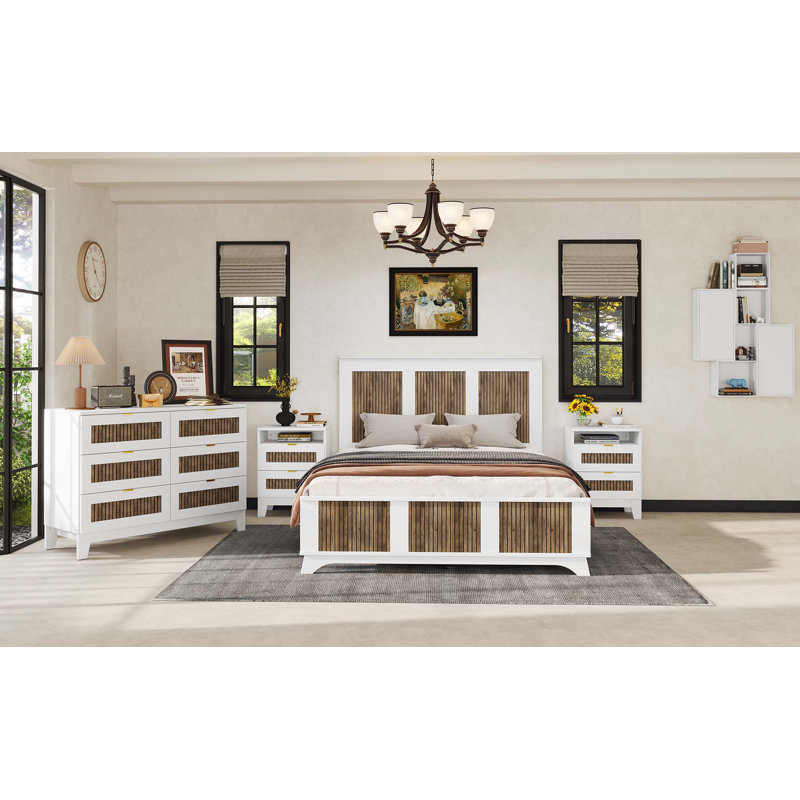 Lit plateforme Farmhouse, Blanc, Grand lit