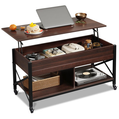 41.3" Lift Top Coffee Table with 4 Wheels