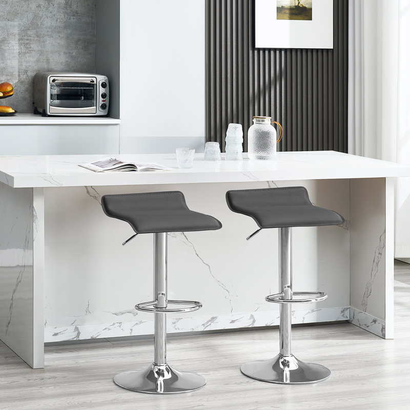 Barhocker Barstuhl Tresenhocker Kunstleder Gepolstert (2Er Set), Grey