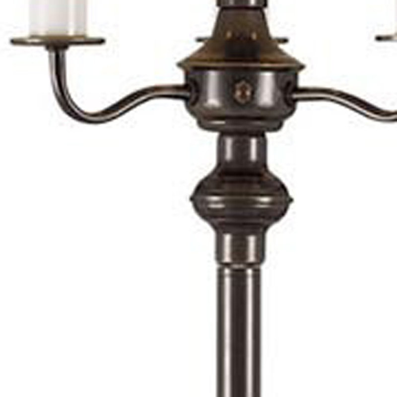 Lampe sur pied 60 "à quatre lumières de forme traditionnelle avec abat-jour carré beige, Noir, noir, noir, noir