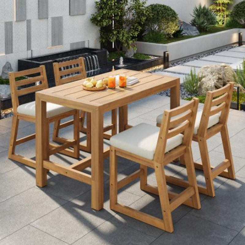 Ensemble de bar rustique avec chaises ergonomiques, Light Teak