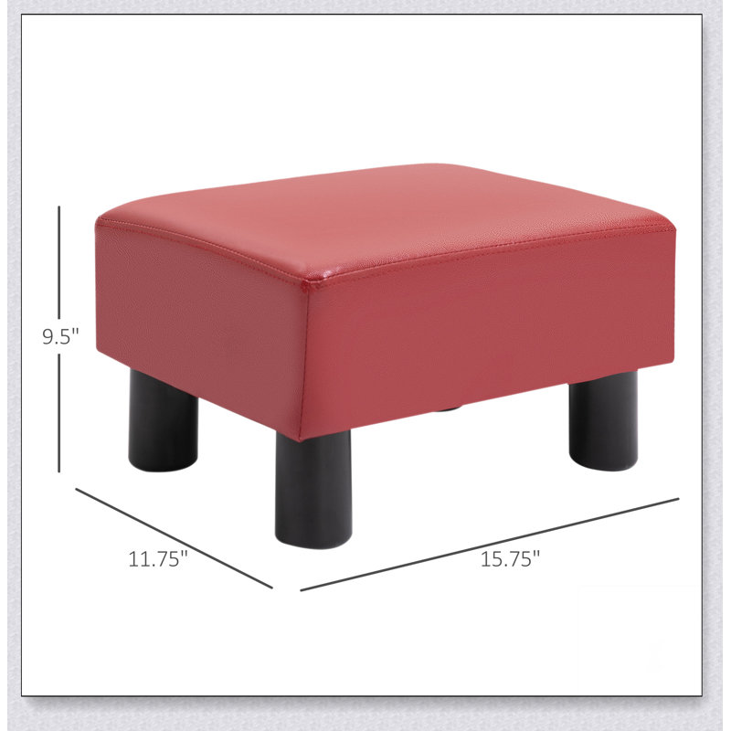 Repose-pieds repose-pieds, petit tabouret avec revêtement en similicuir, repose-pieds repose-pieds rectangulaire avec siège rembourré en mousse et pieds en plastique, rouge