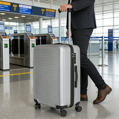2025 Silver Gray ABS 3-Piece Suitcase Set with Secure Password Locks and 360-Degree Rotating Wheels for Effortless Travel