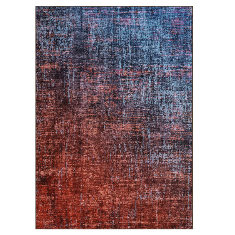 Abstract Machine Printed Area Rug, Rectangle 120 x 170 cm, Red