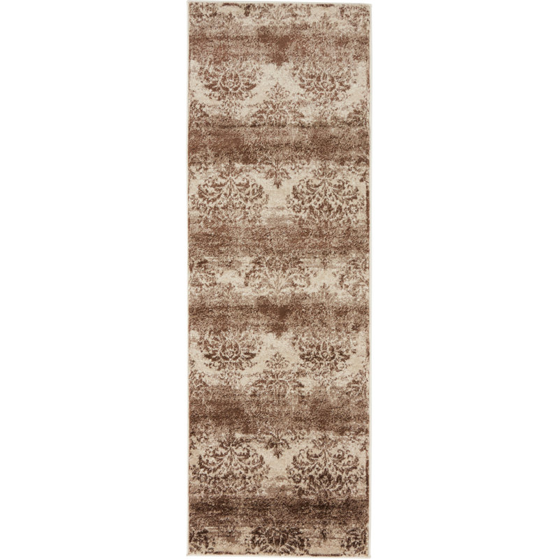 Tapis beige foncé / crème Mathieu, Tapis de couloir 2 pi x 6 pi 1 po