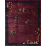 Antique Purple Color Filed Classic Floral Vase Pattern Chinese Deco Carpet