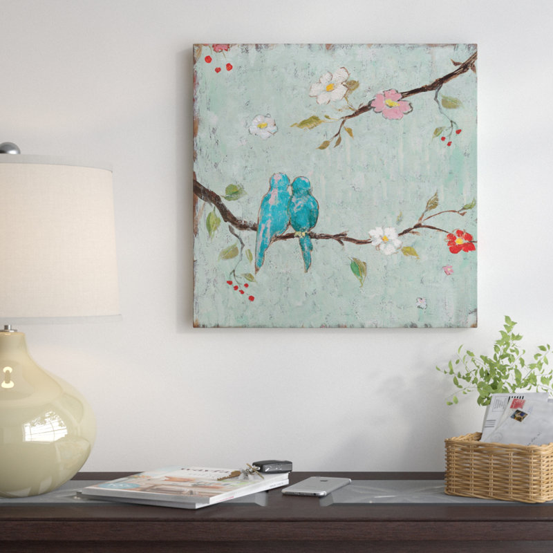 «Love Birds IV», reproduction d'art sur toile, H 12 po x l 12 po x p 0,75 po, Toile tendue