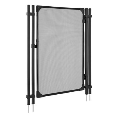 Pool Fence Gate, 4 x 2.5 ft Inground Swimming Pool Fences Gate, Outdoor Security Fencing Door Kit with Metal Latch and Stopper, 352 gsm Teslin PVC Mesh, Square Tube, Easy Installation, Black