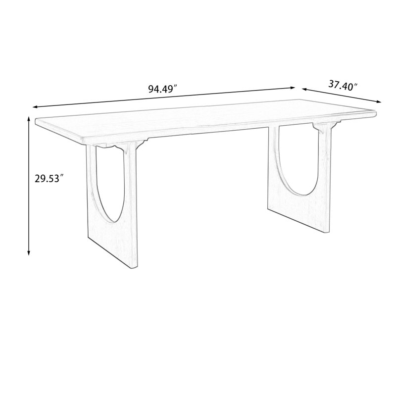 Table de salle à manger 62,99 po, H 29,53 po x L 94,49 po x l 37,4 po