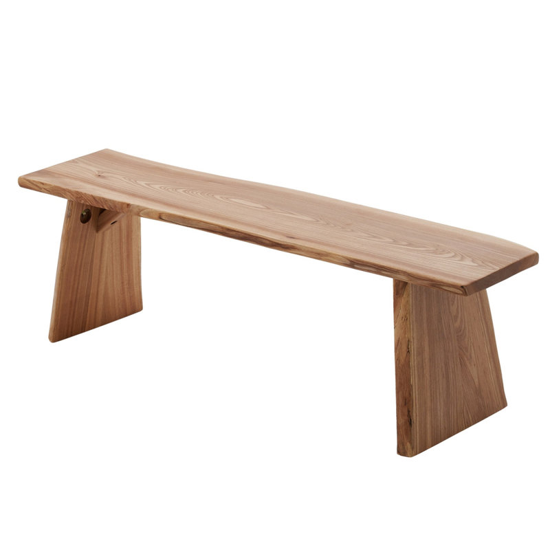 63 in Rustic Solid Elm Wood Dining Bench Farmhouse Wood Seat Entryway Bench