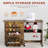 Folding Sewing Table with Wheels, Shelves, Bins, Pegs, Magnetic Locks - Rustic Brown-122724682