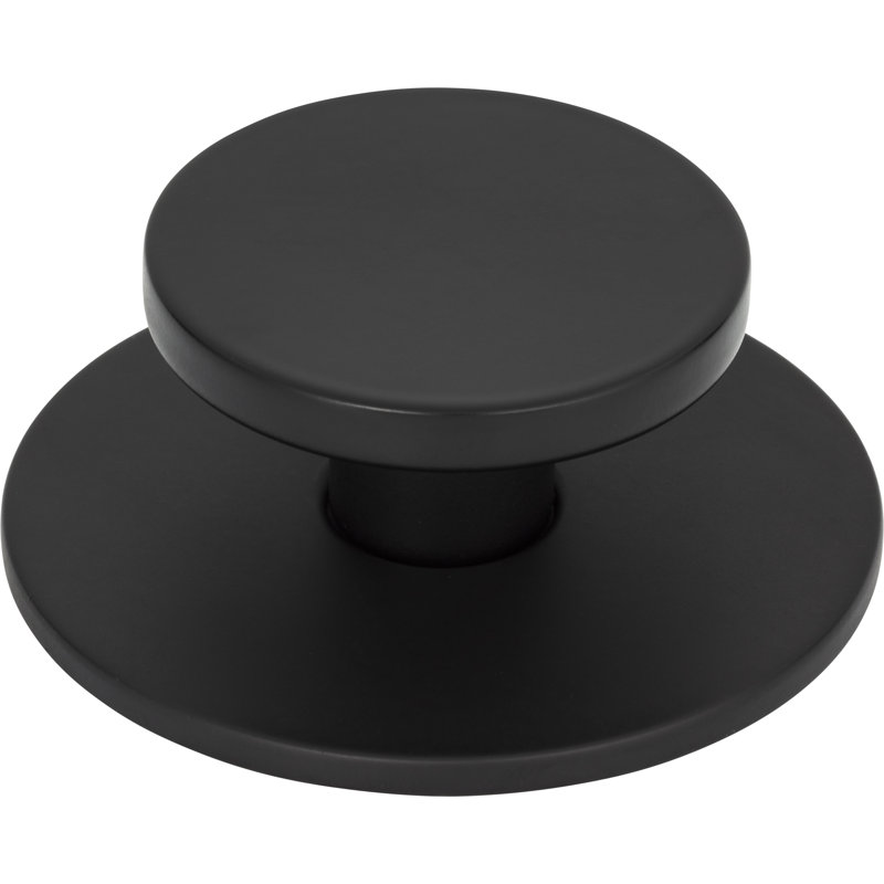 Matte Black Round Zinc Cabinet Knob with Backplate