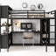 Lit mezzanine en métal noir pour adolescents, grand lit avec rangement fonctionnel et garde-robe-261539373