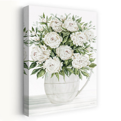 Peonies On White I Contemporary Peony Spring Flower Art