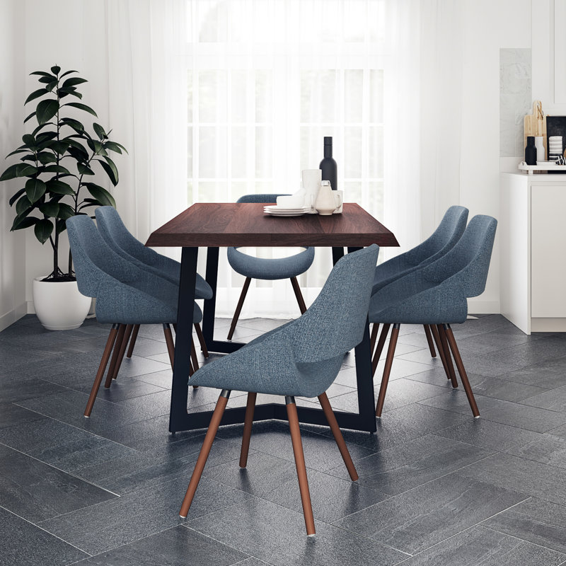 Ensemble de salle à manger industriel moderne 7 pièces Malden / Watkins avec table en bois de manguier massif et 6 chaises