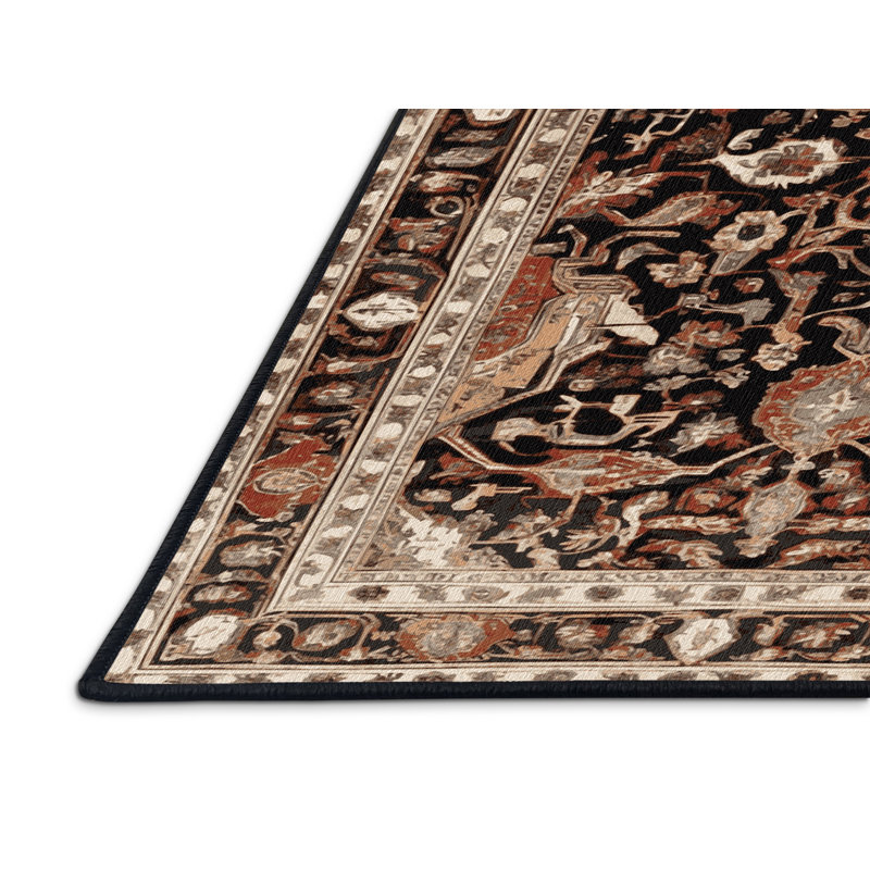 Machine Washable Persian Brown Area Rug, Square 7'