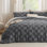 Ensemble d'édredon grand lit gris foncé, ensemble de lit capitonné Boho, literie à carreaux de style Shabby Chic, 3 pièces, 1 édredon géométrique à carreaux et 2 taies décoratives