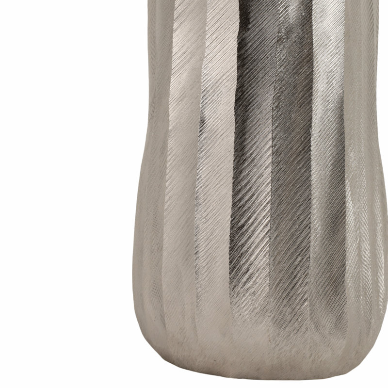 Élégant vase de plancher arrondi en métal pour la décoration intérieure - Grand vase sculptural pour salon, entrée et coin