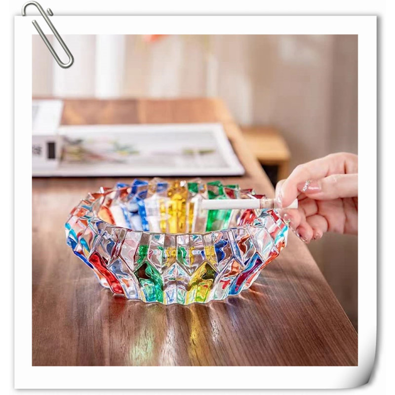 Cendrier en cristal coloré, cigare à cigares, support de plateau à cendres, bureau à domicile, décoration de table (5,5 po)