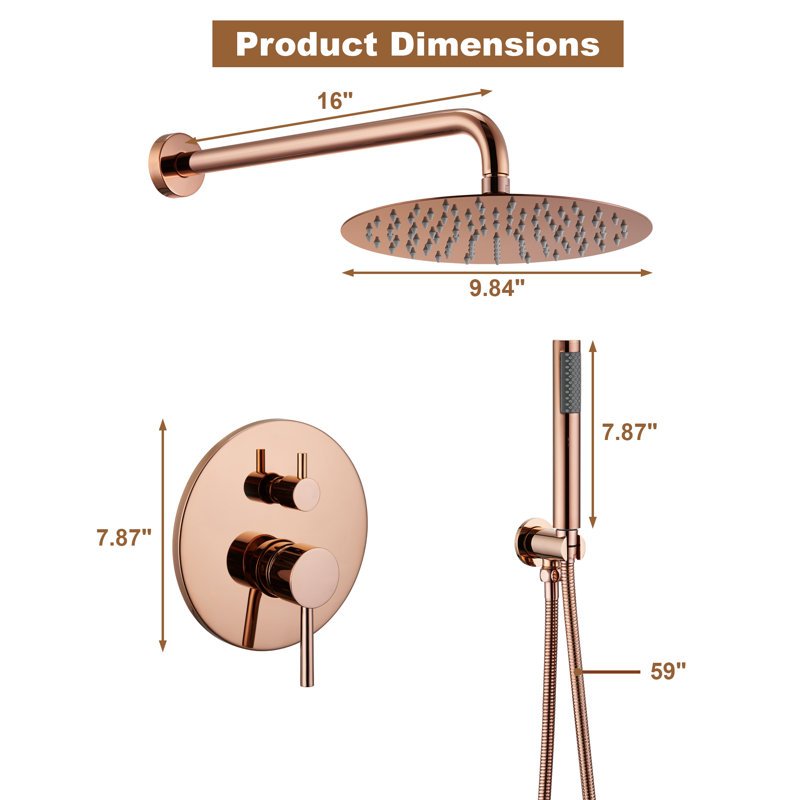 Wall Mounted Pressure Balanced Rainfall Complete Shower System with Rough-in Valve
